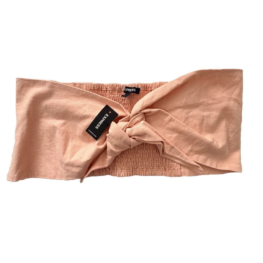 NWT New Express Pink Halter Top Smocked Blouse Shirt XL